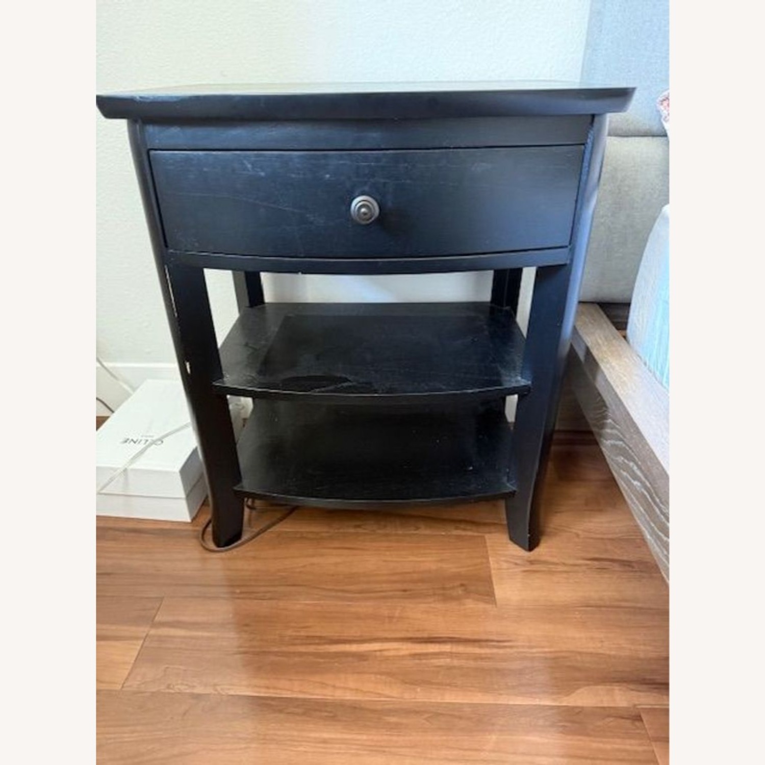 Pottery Barn One Drawer Nightstand with Shelves - image-9