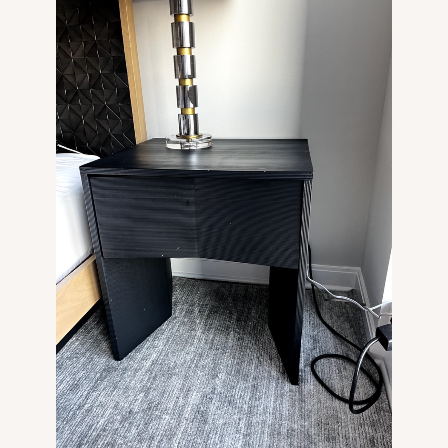 Crate & Barrel Mataro Black Nightstand with Drawer - image-2