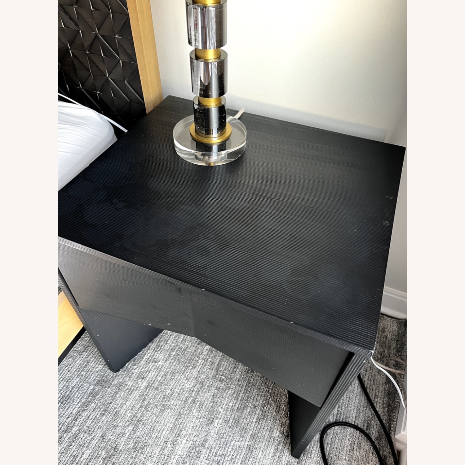 Crate & Barrel Mataro Black Nightstand with Drawer - image-3
