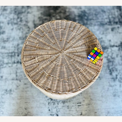 Used IKEA Ottoman with Storage Handmade Rattan for sale on AptDeco