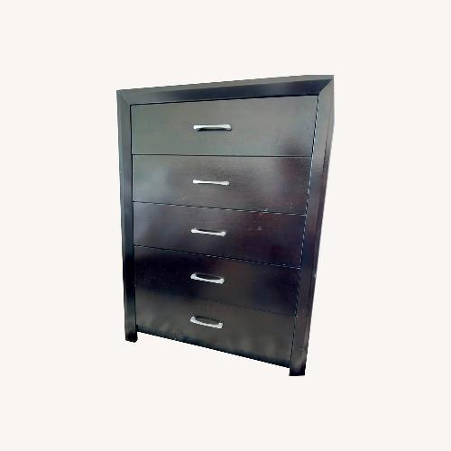 Used Dark Brown Espresso Wood Chest 5 Drawers for sale on AptDeco