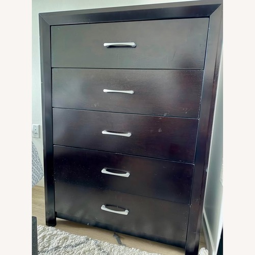 Used Dark Brown Espresso Wood Chest 5 Drawers for sale on AptDeco