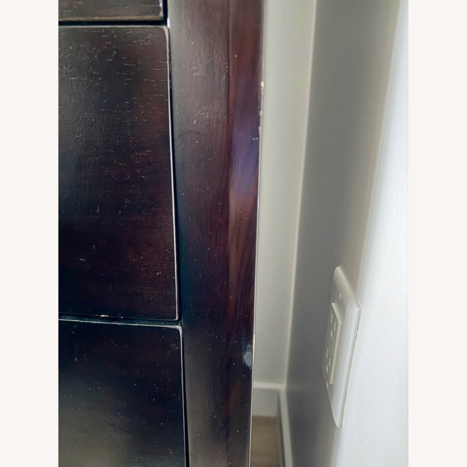 Dark Brown Espresso Wood Chest 5 Drawers - image-2