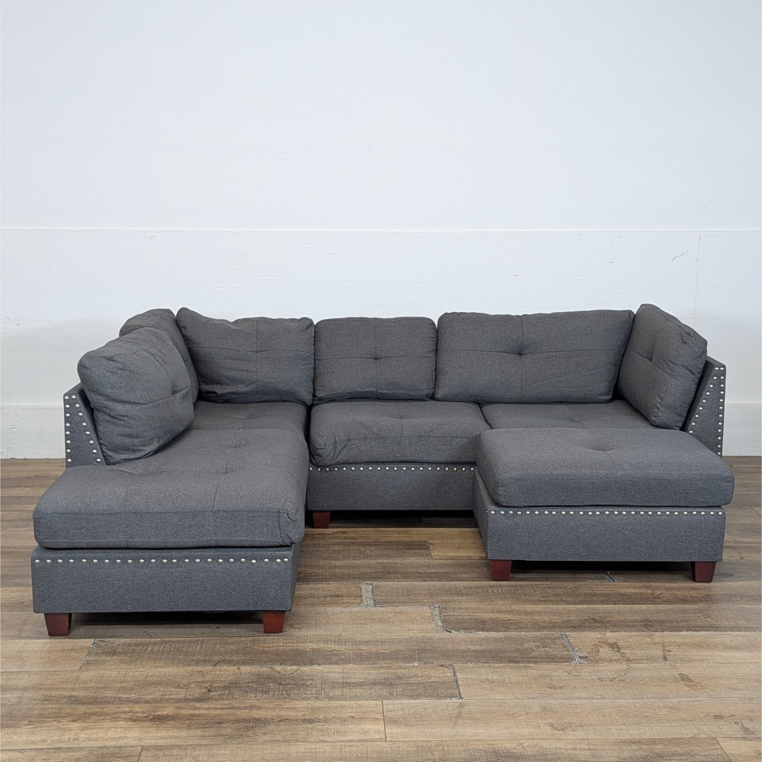 3-PC Modern Gray Fabric Sectional Sofa Set - image-10