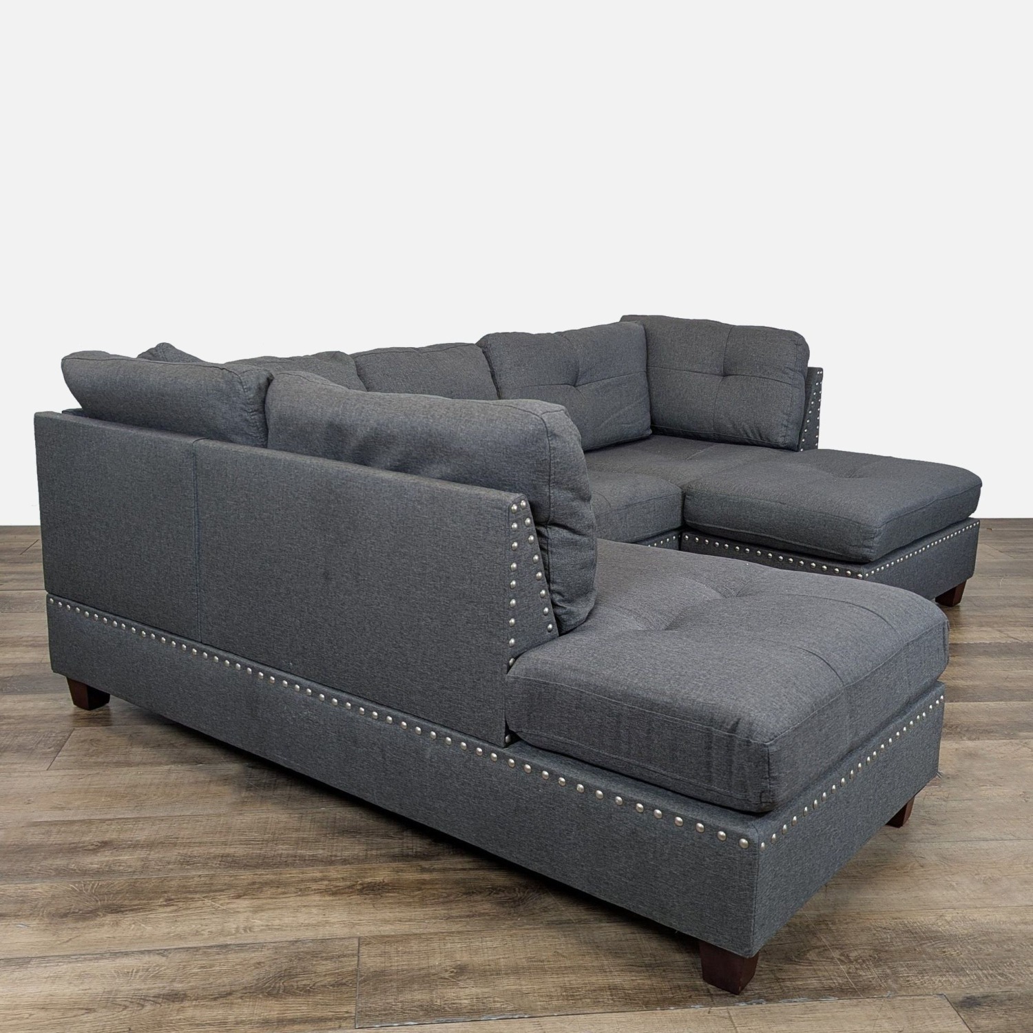 3-PC Modern Gray Fabric Sectional Sofa Set - image-2