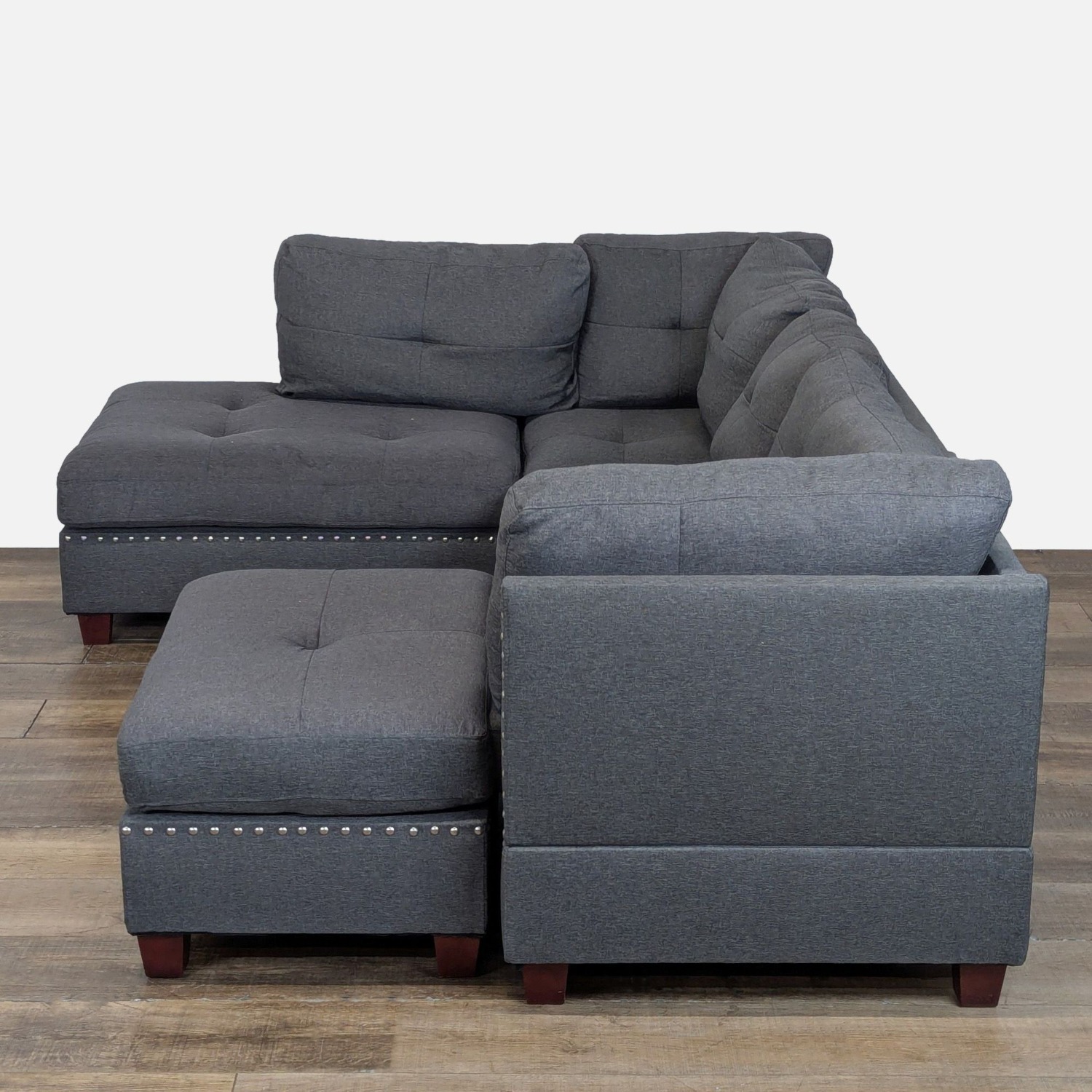 3-PC Modern Gray Fabric Sectional Sofa Set - image-5