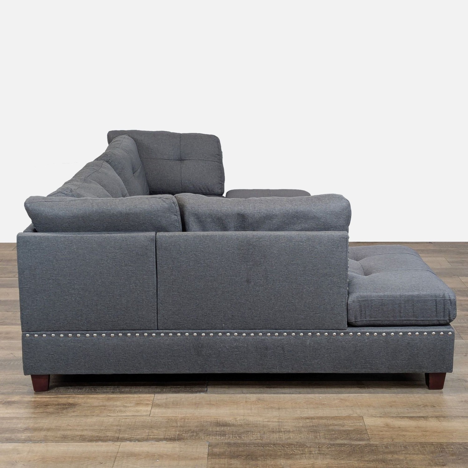 3-PC Modern Gray Fabric Sectional Sofa Set - image-3