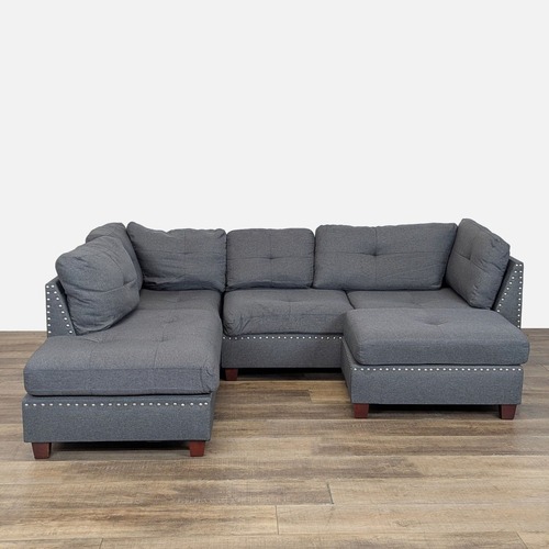 Used 3-PC Modern Gray Fabric Sectional Sofa Set for sale on AptDeco
