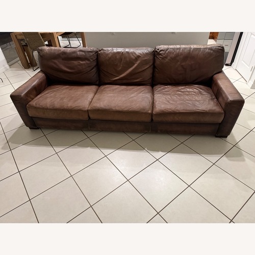 Used Pottery Barn Turner Square Arm Leather Sofa for sale on AptDeco