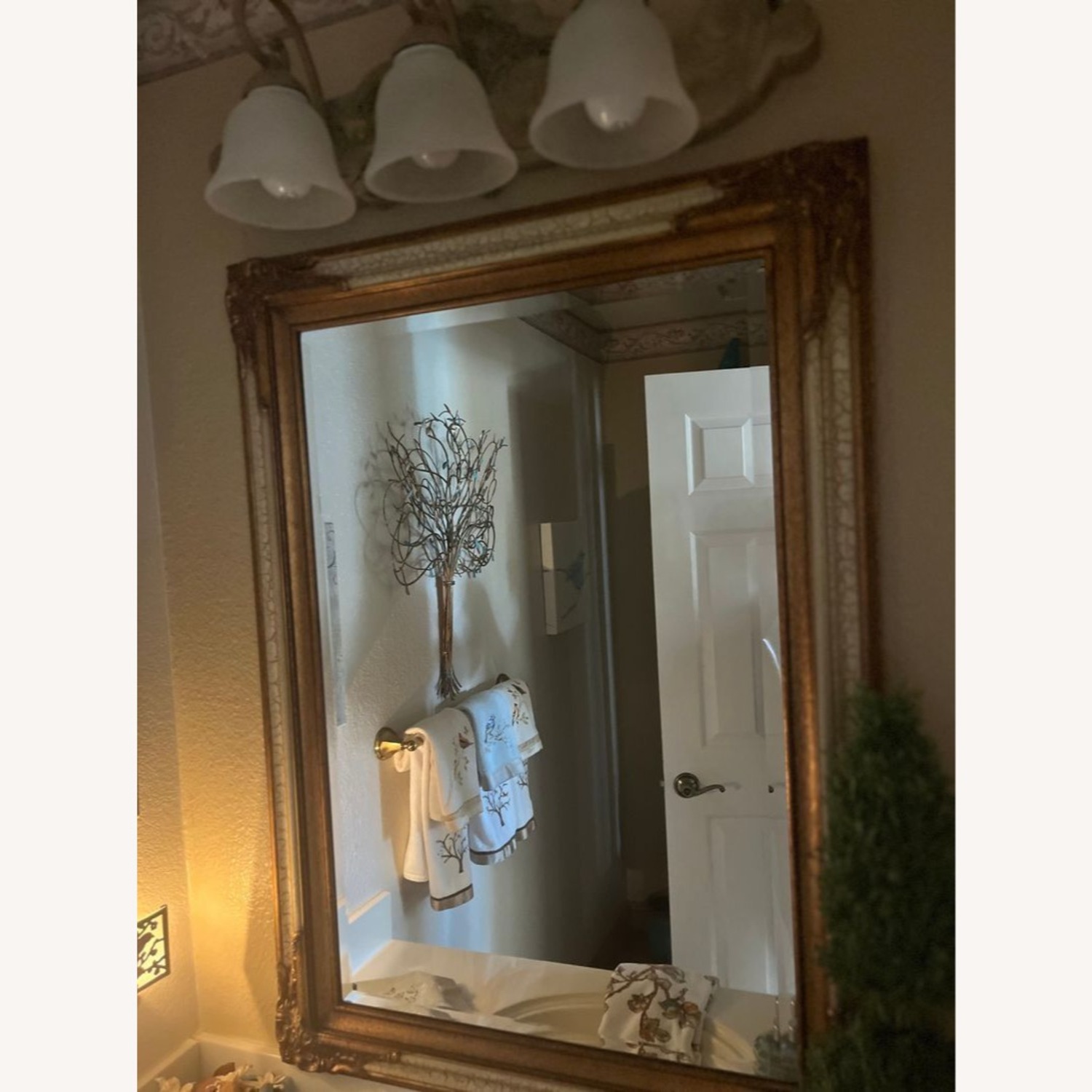 Antiqued Gold and Cream Wall Mirror - image-1