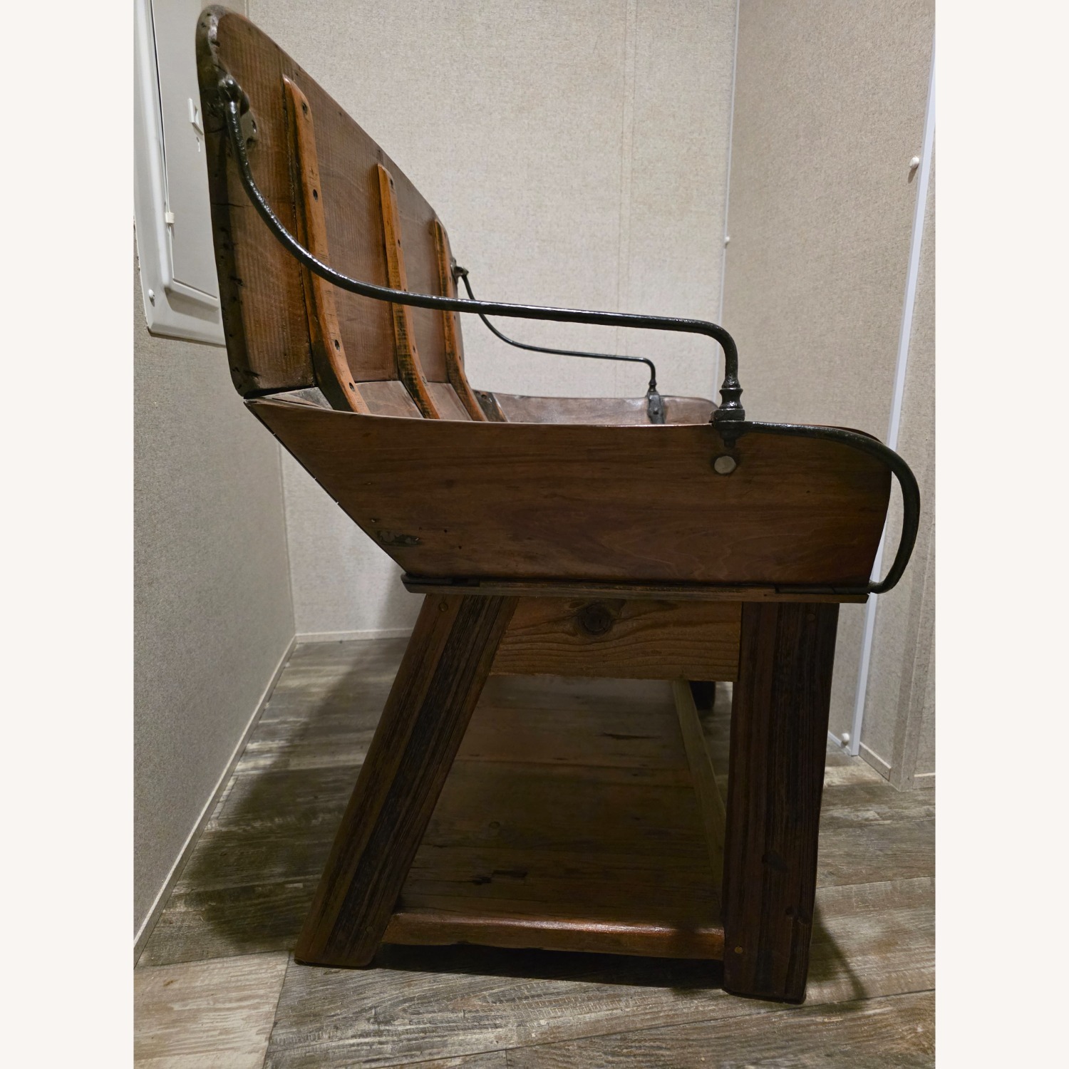 Vintage/Antique Light Brown Bench - image-3