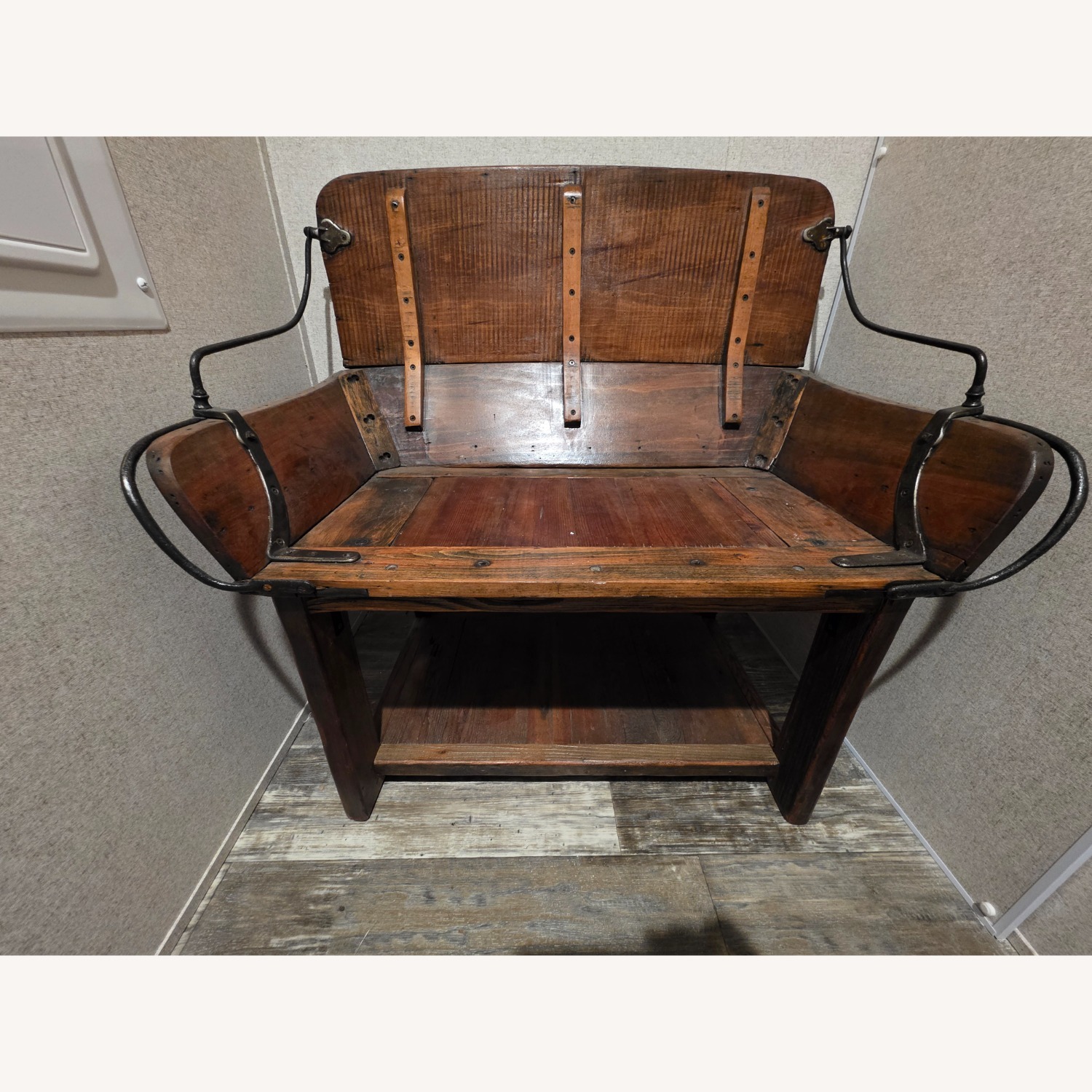 Vintage/Antique Light Brown Bench - image-1