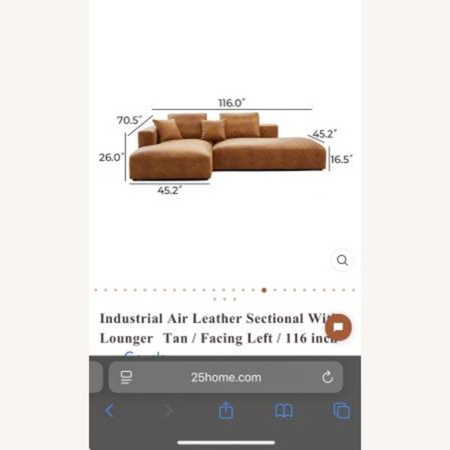 Natural Faux Leather 2 Piece Sectional - image-5