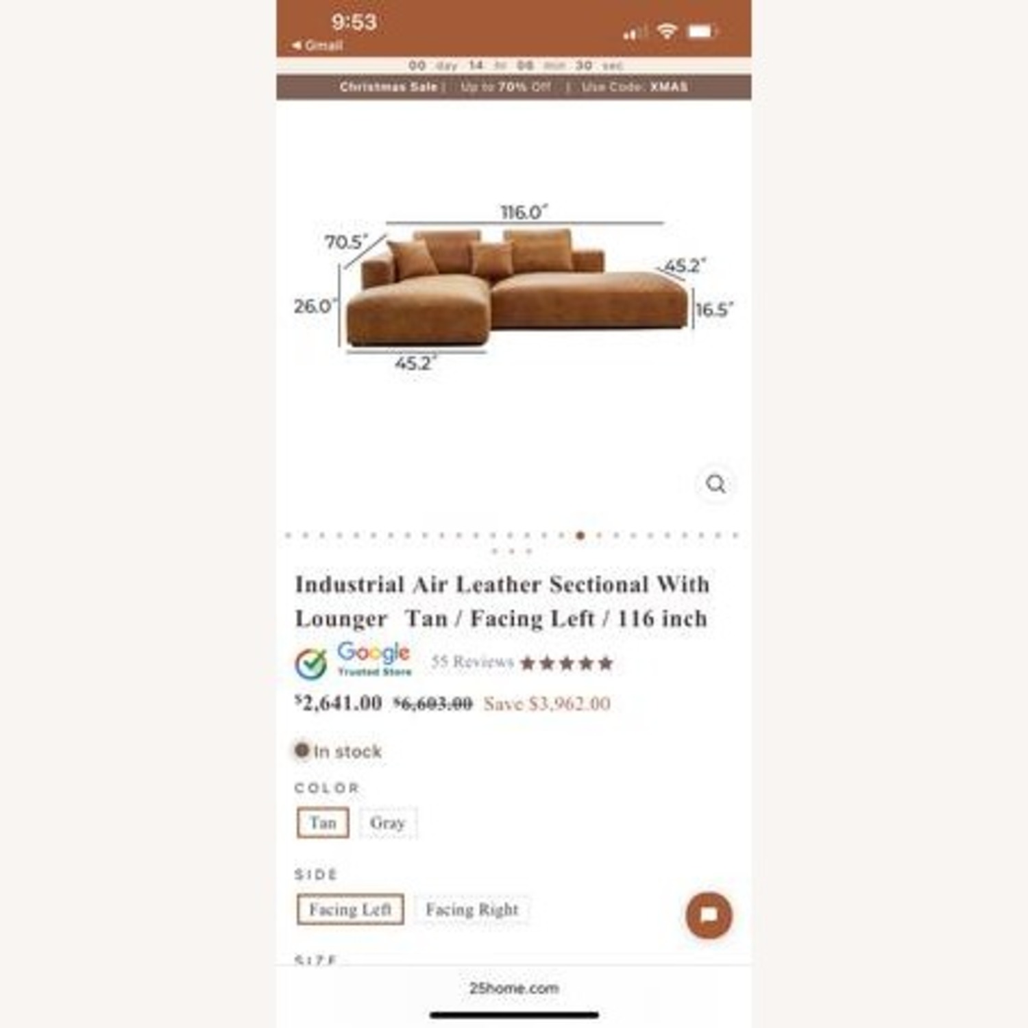 Natural Faux Leather 2 Piece Sectional - image-4