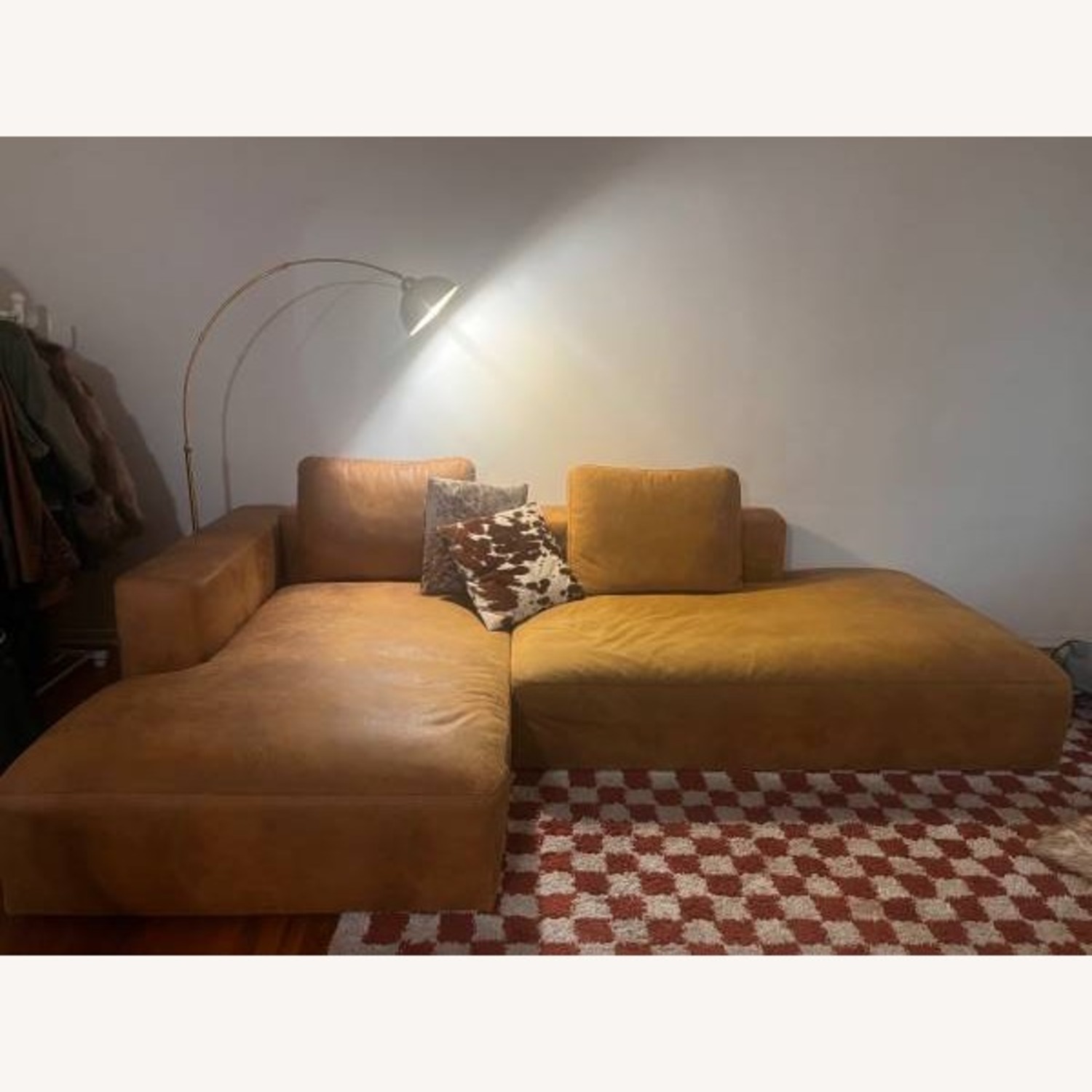 Natural Faux Leather 2 Piece Sectional - image-1