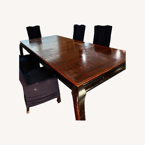 Used Dark Brown Wood Dining Set for sale on AptDeco