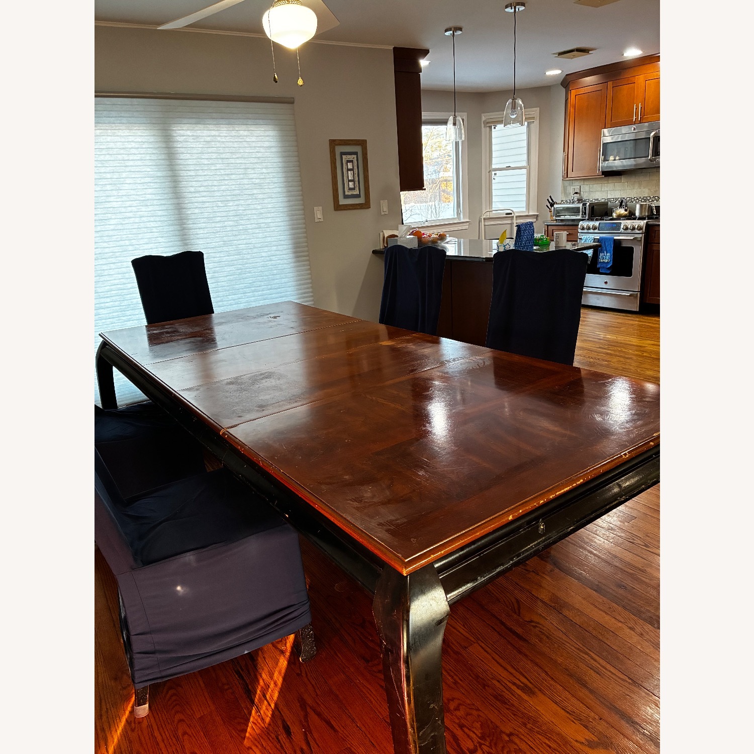 Dark Brown Wood Dining Set - image-0