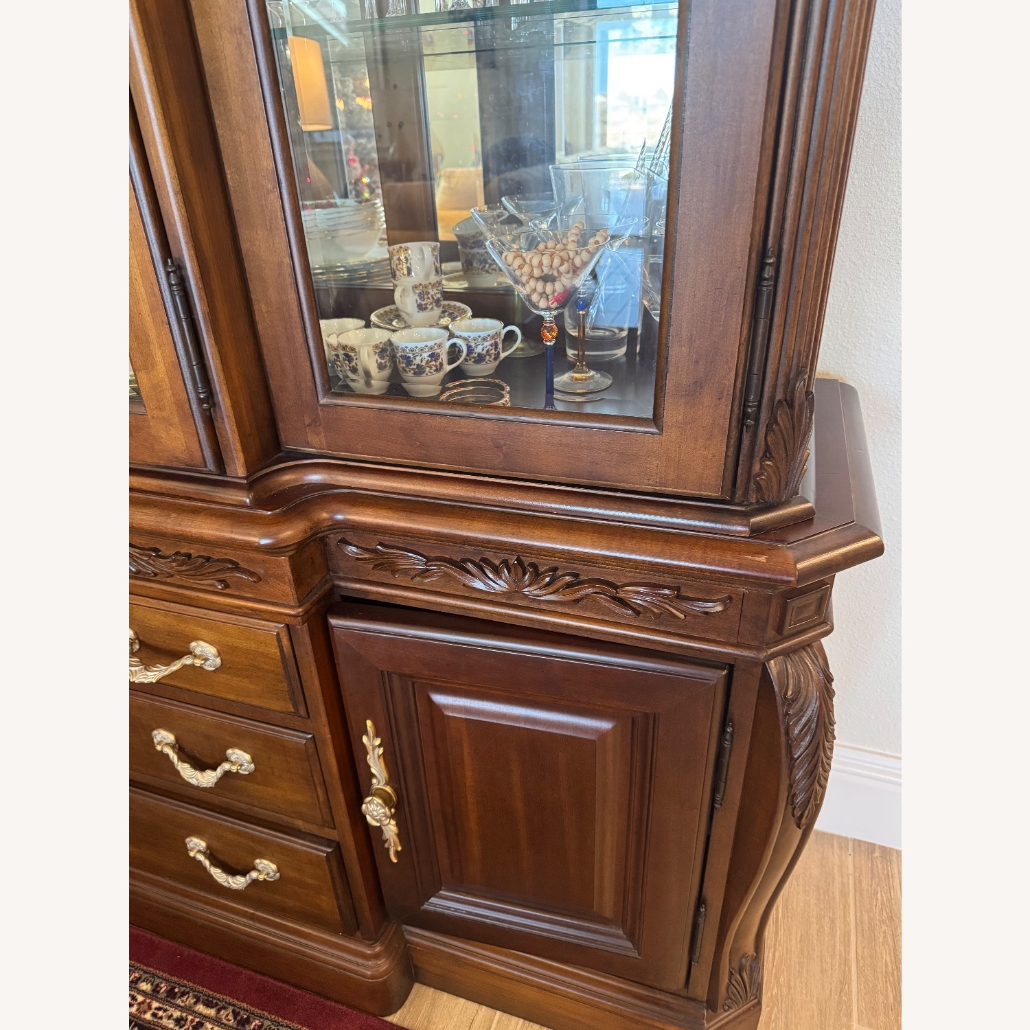 Dark Brown Wood Hutch Cabinet - image-3