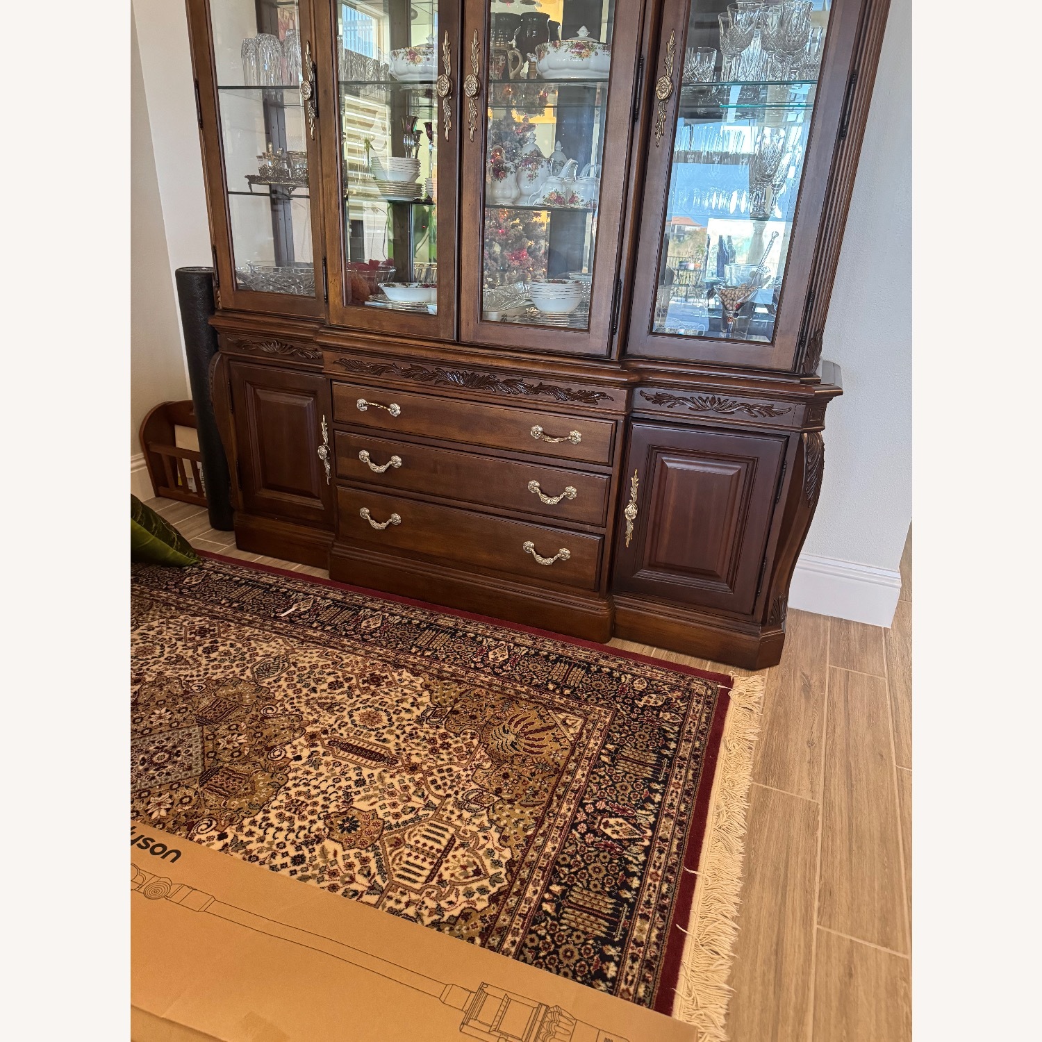 Dark Brown Wood Hutch Cabinet - image-2
