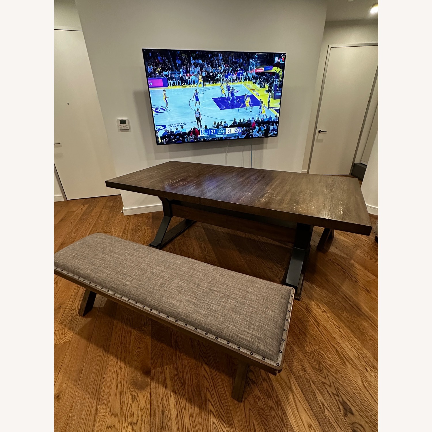 Extendable Dining Table with Benches - image-1