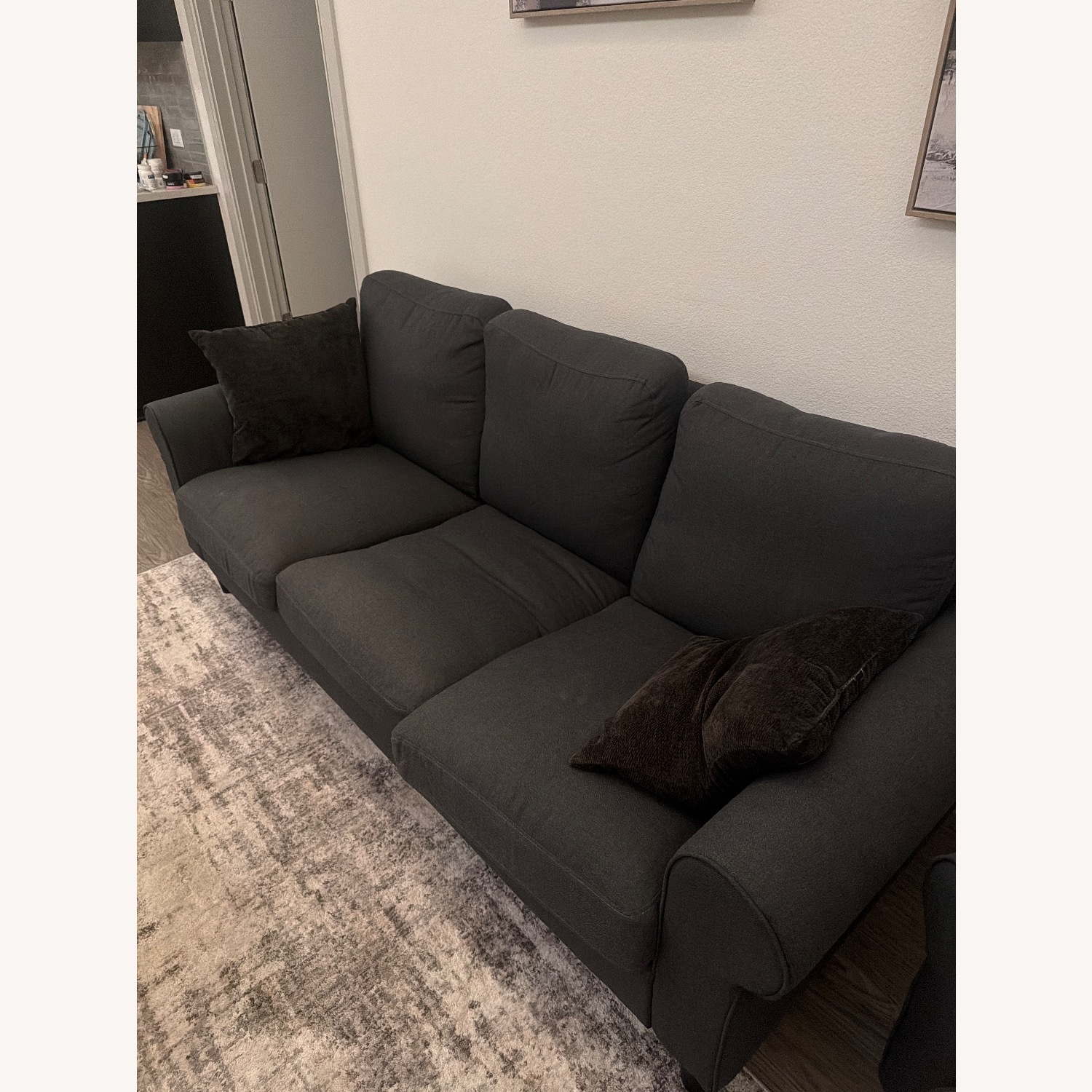 Dark Grey Sofa with Ottoman  - image-3