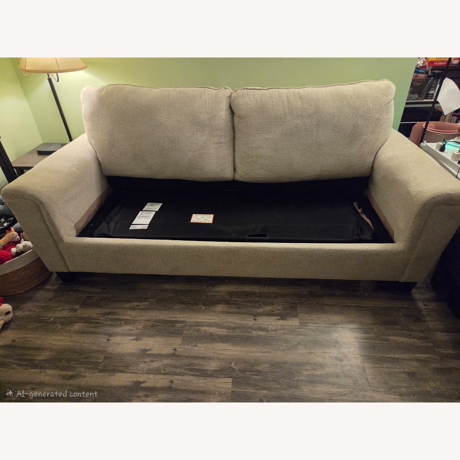 Ashley Furniture White Fabric Sleeper Sofa - image-15