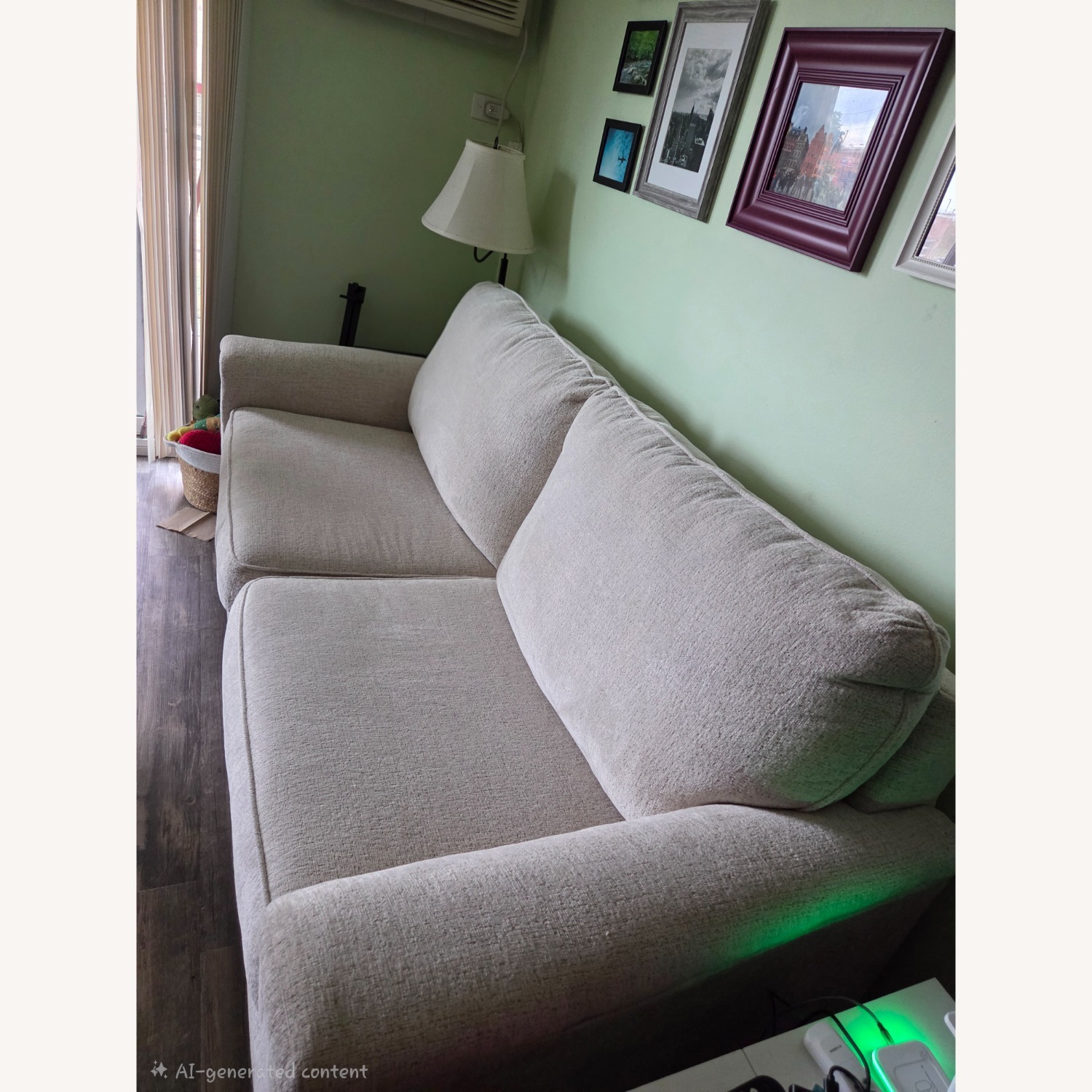 Ashley Furniture White Fabric Sleeper Sofa - image-2