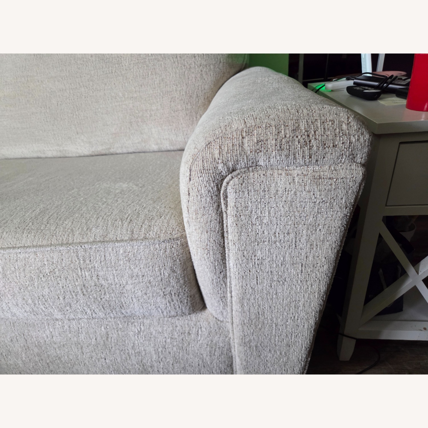 Ashley Furniture White Fabric Sleeper Sofa - image-7