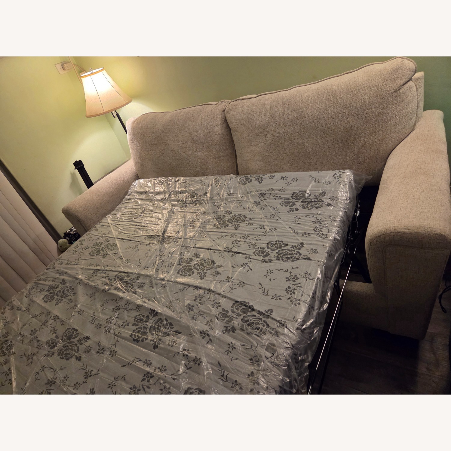 Ashley Furniture White Fabric Sleeper Sofa - image-1