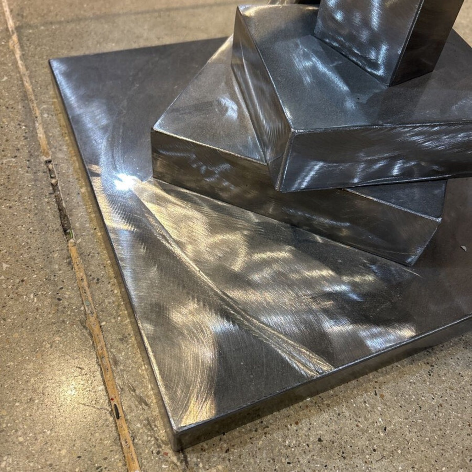 Sculptural Metal Base w Glass Top Coffee Table - image-2