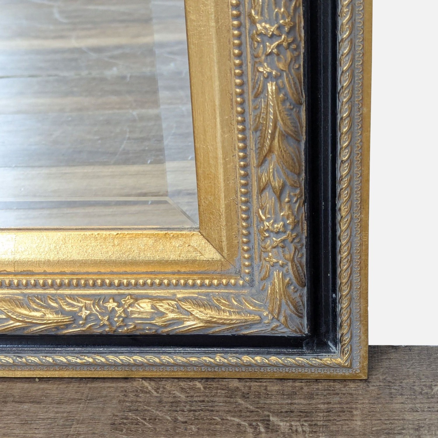 Wood Framed Mirror with Carving and Gilding	 - image-3