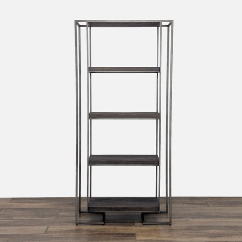 Used Modern Industrial Metal and Wood Bookshelf	 for sale on AptDeco