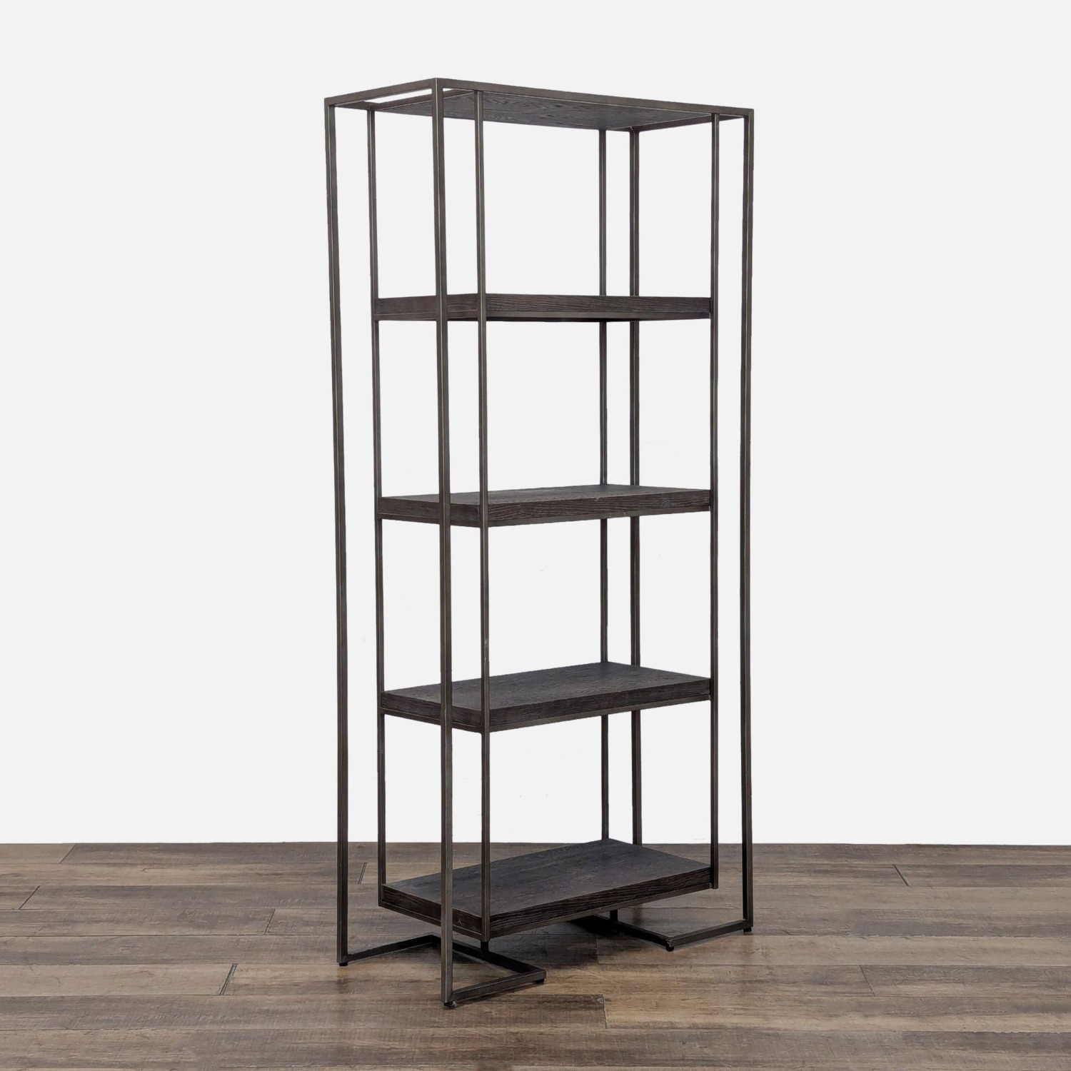 Modern Industrial Metal and Wood Bookshelf	 - image-2