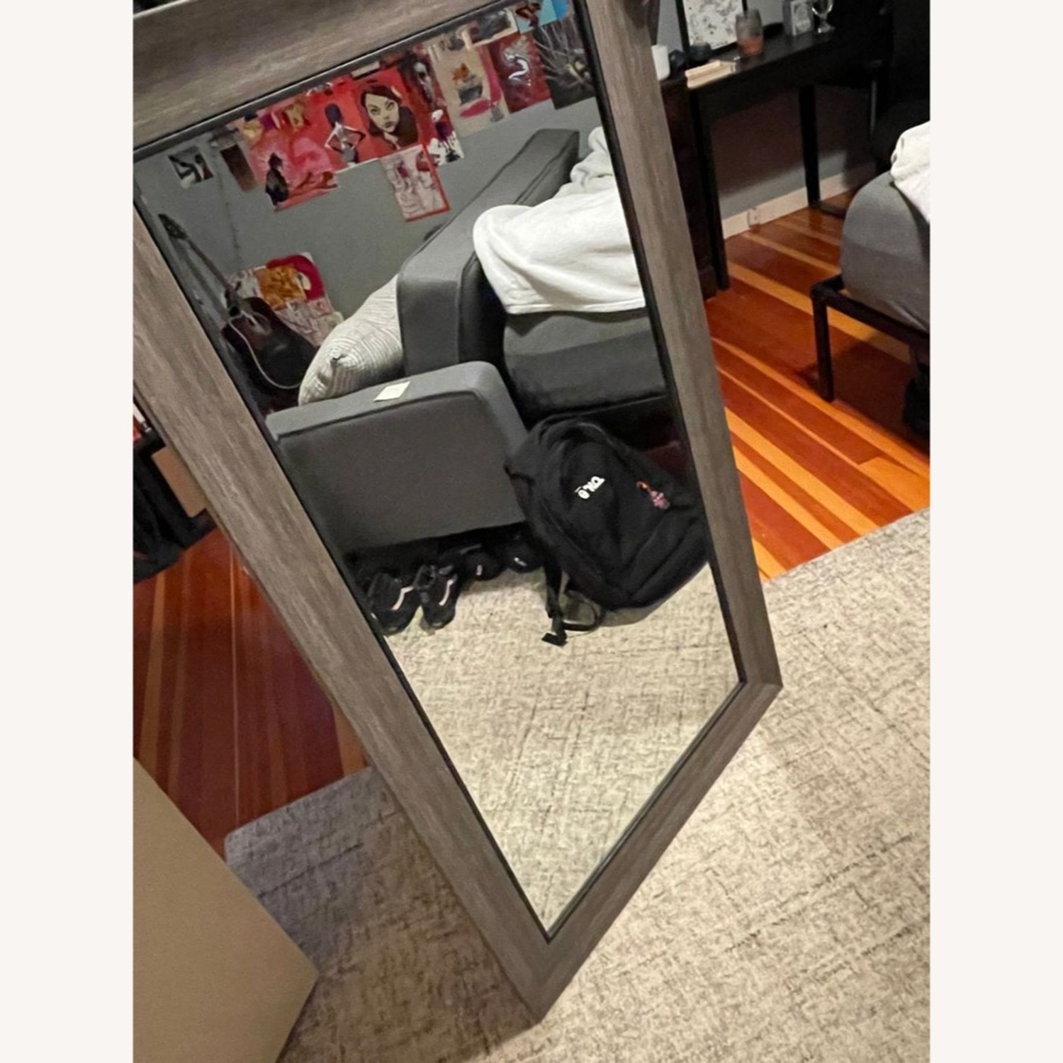 Grey Wash Wood Frame Mirror - image-1