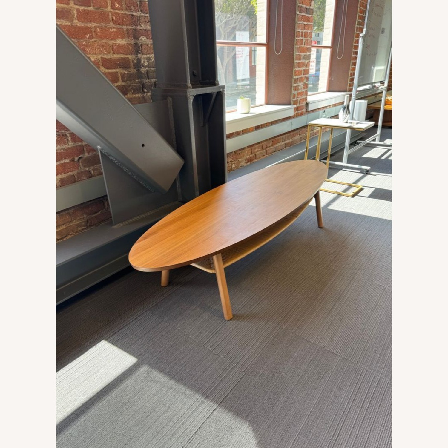 Oval Wood Coffee Table with Shelf	 - image-8