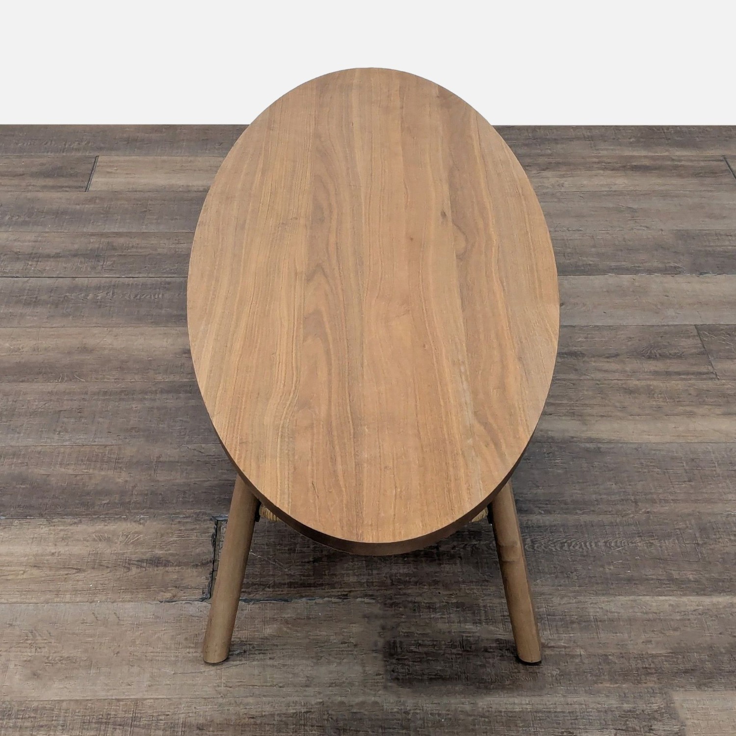 Oval Wood Coffee Table with Shelf	 - image-3