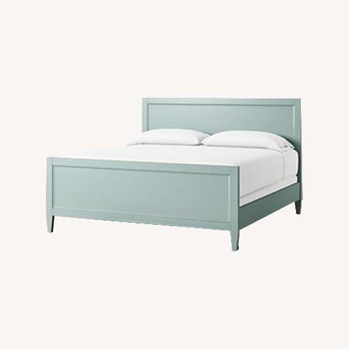 Used Crate & Barrel Mto Harbor Blue Wood King Bed for sale on AptDeco