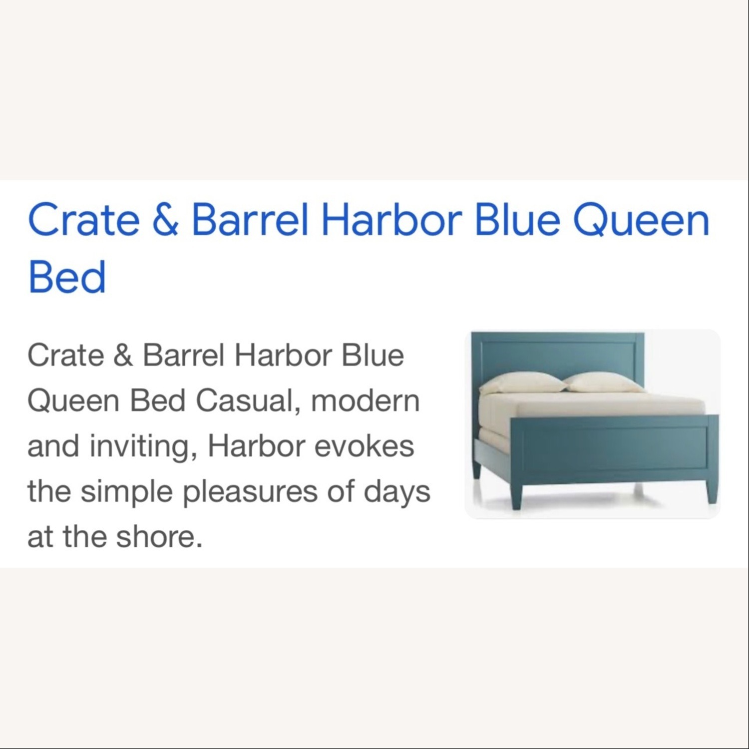 Crate & Barrel Mto Harbor Blue Wood King Bed - image-1
