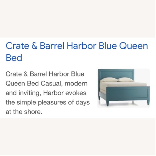 Used Crate & Barrel Mto Harbor Blue Wood King Bed for sale on AptDeco