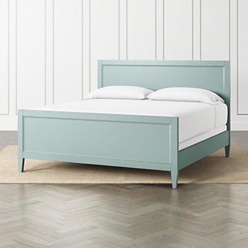Used Crate & Barrel Mto Harbor Blue Wood King Bed for sale on AptDeco