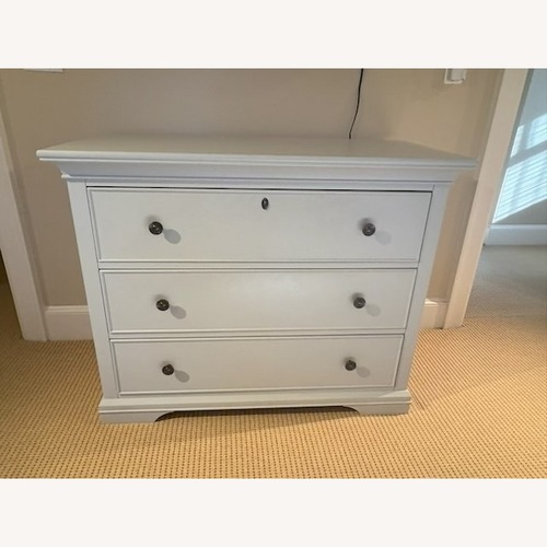 Used Pottery Barn Kids Larkin Light Gray Wood Dresser for sale on AptDeco