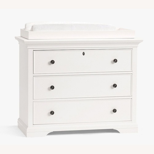 Used Pottery Barn Kids Larkin Light Gray Wood Dresser for sale on AptDeco