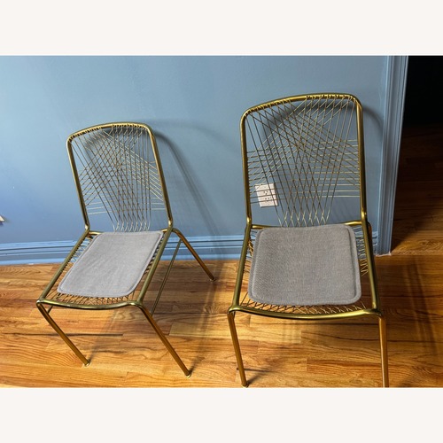 Used CB2 Alpha Brass Metal Chairs for sale on AptDeco