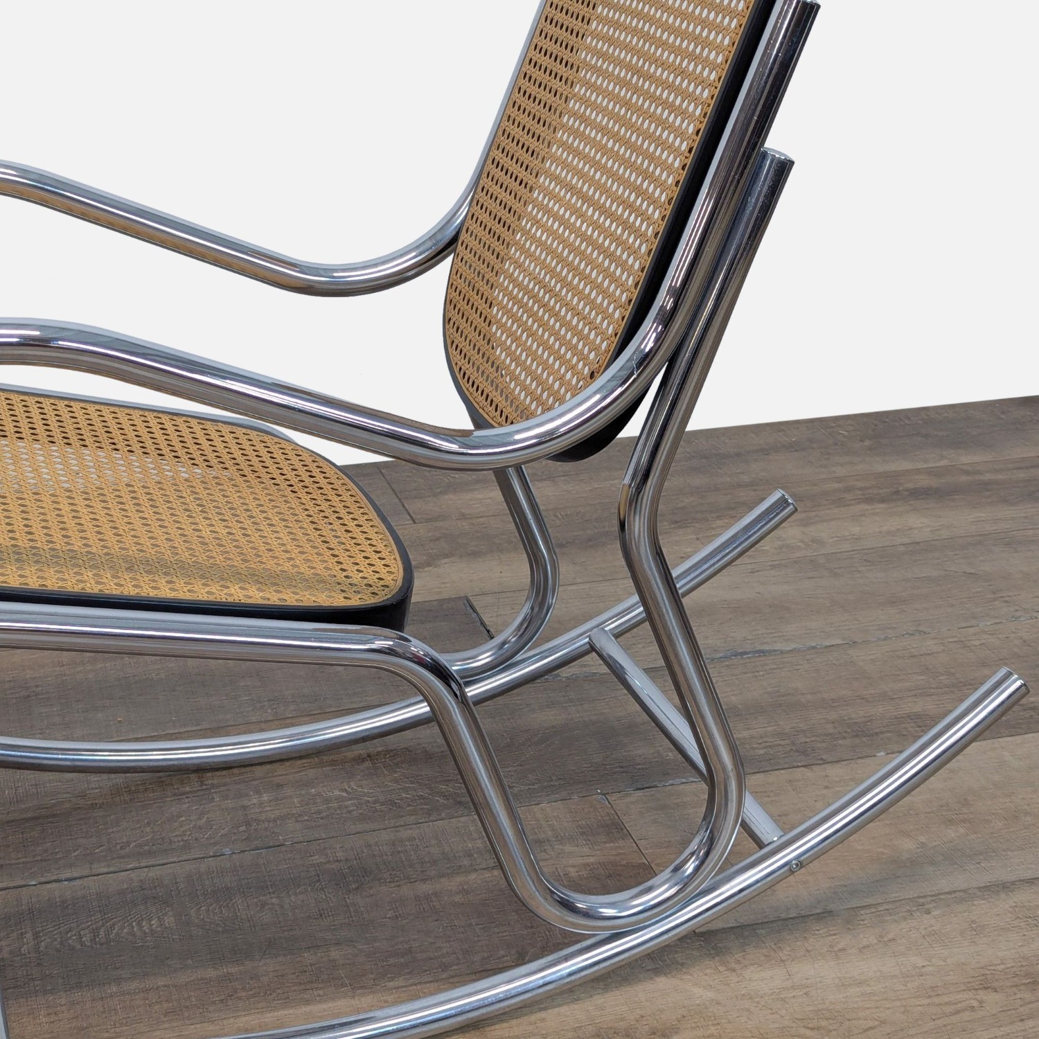 Vintage Chesa Metal and Rattan Rocking Chair	 - image-8