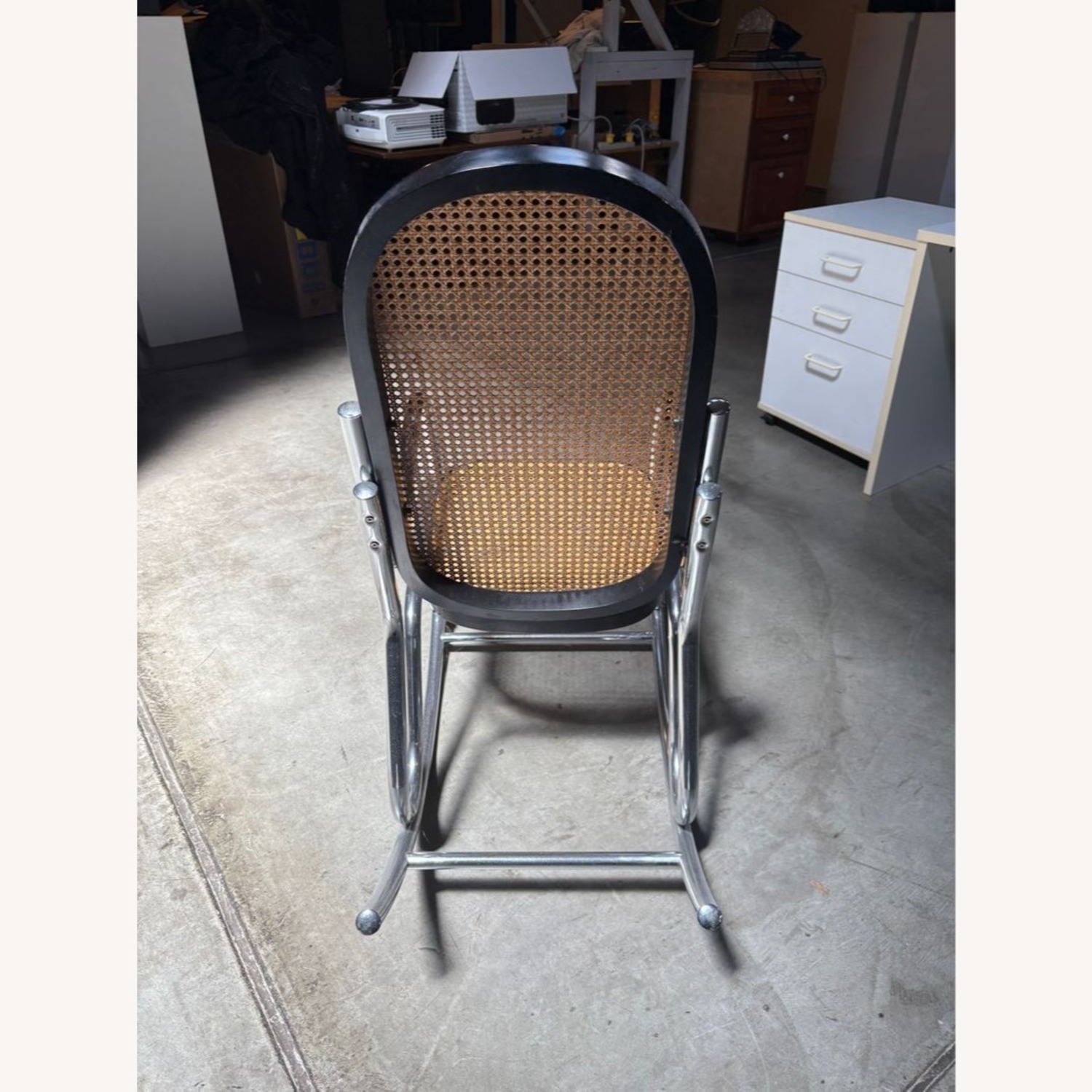 Vintage Chesa Metal and Rattan Rocking Chair	 - image-3