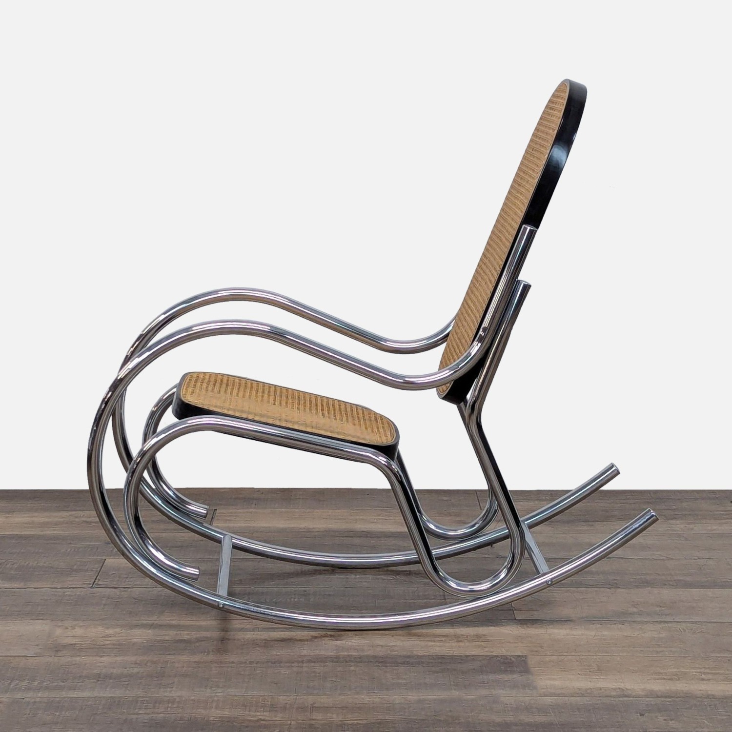 Vintage Chesa Metal and Rattan Rocking Chair	 - image-7