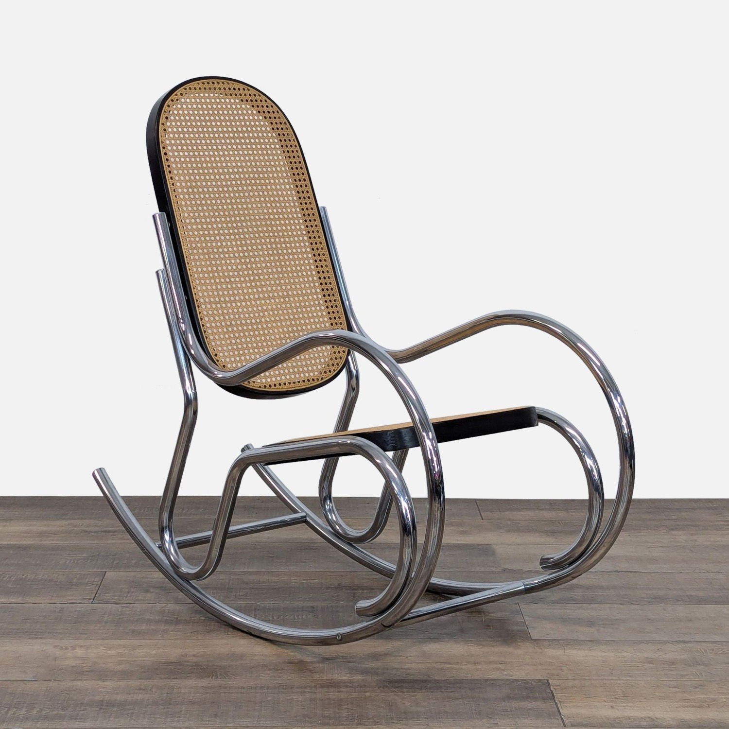 Vintage Chesa Metal and Rattan Rocking Chair	 - image-10