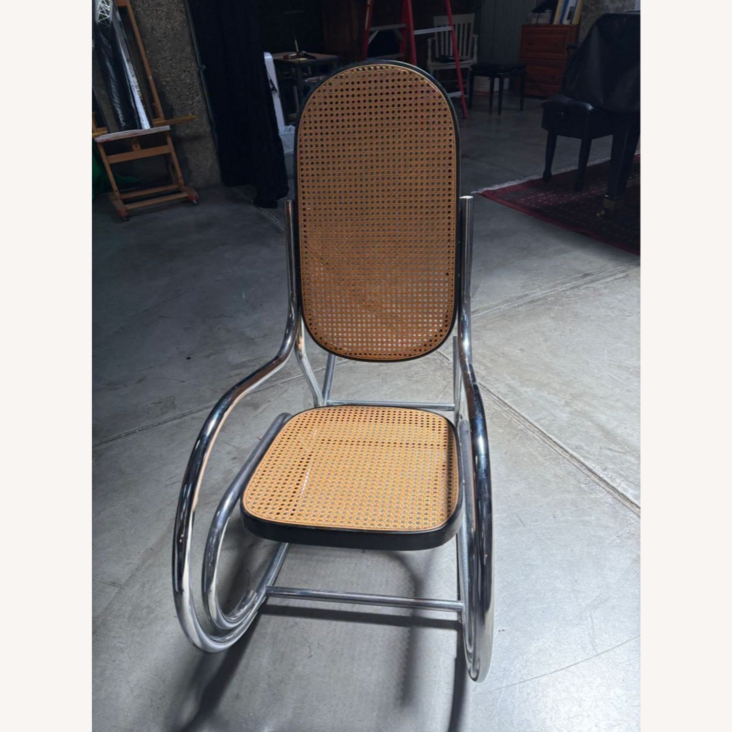 Vintage Chesa Metal and Rattan Rocking Chair	 - image-1