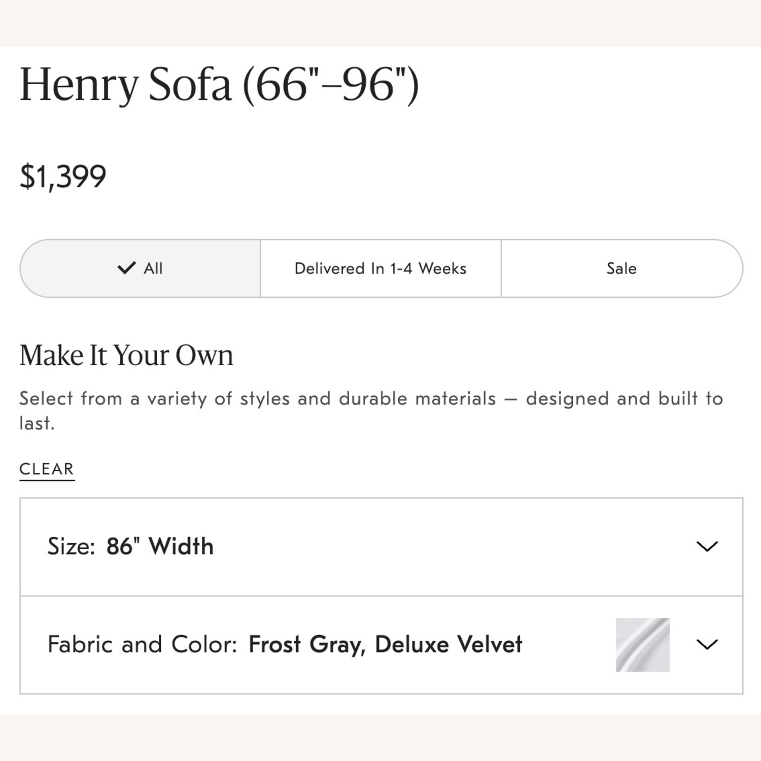 West Elm Henry Light Gray Velvet 3+ Seater Sofa - image-7