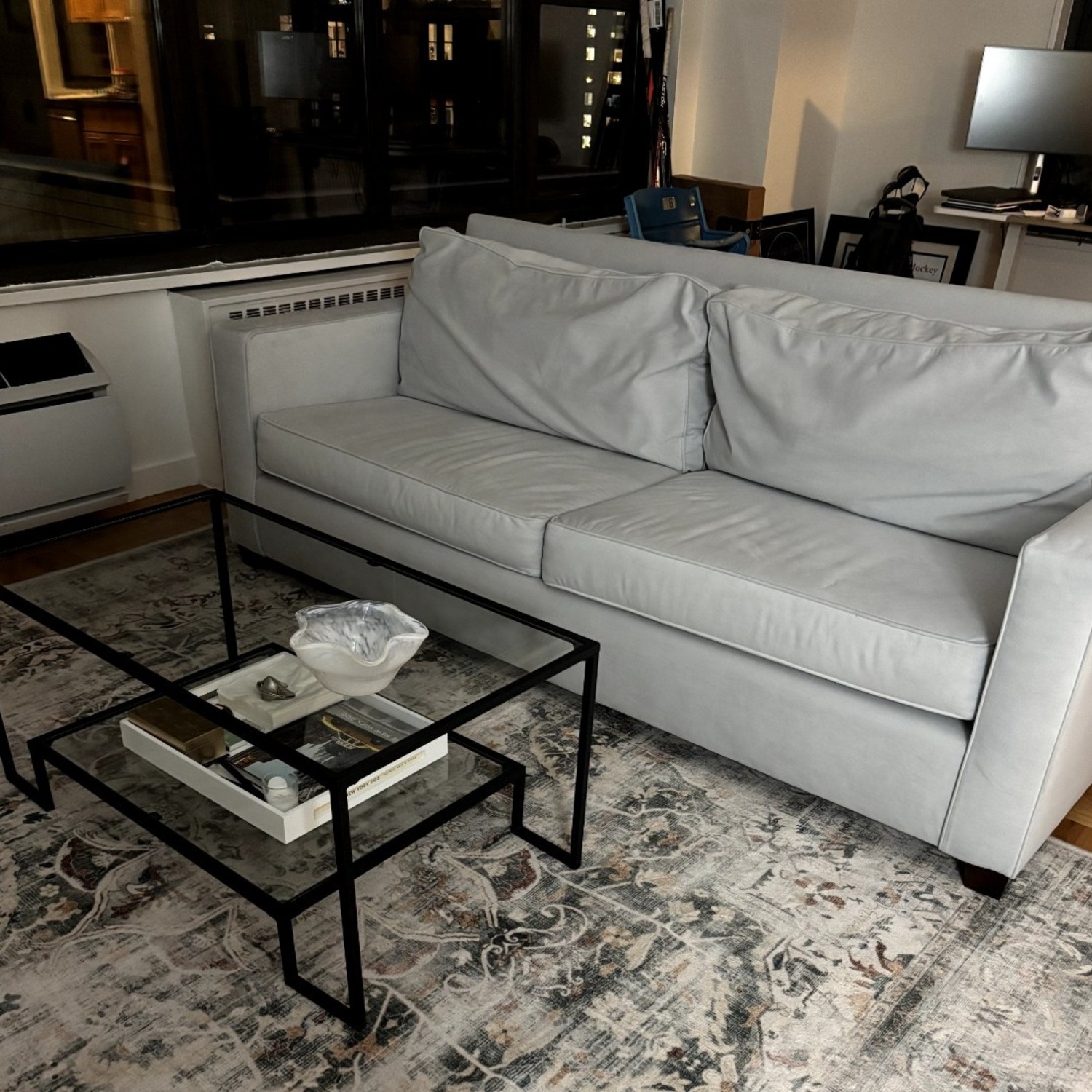 West Elm Henry Light Gray Velvet 3+ Seater Sofa - image-2